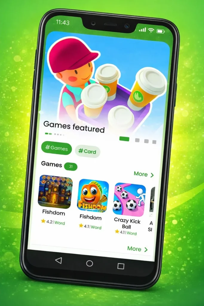 HappyMod APK Download Latest Version V3.3.4 Free For Android 5 Mobile gaming app, featured games and categories on smart phone screen